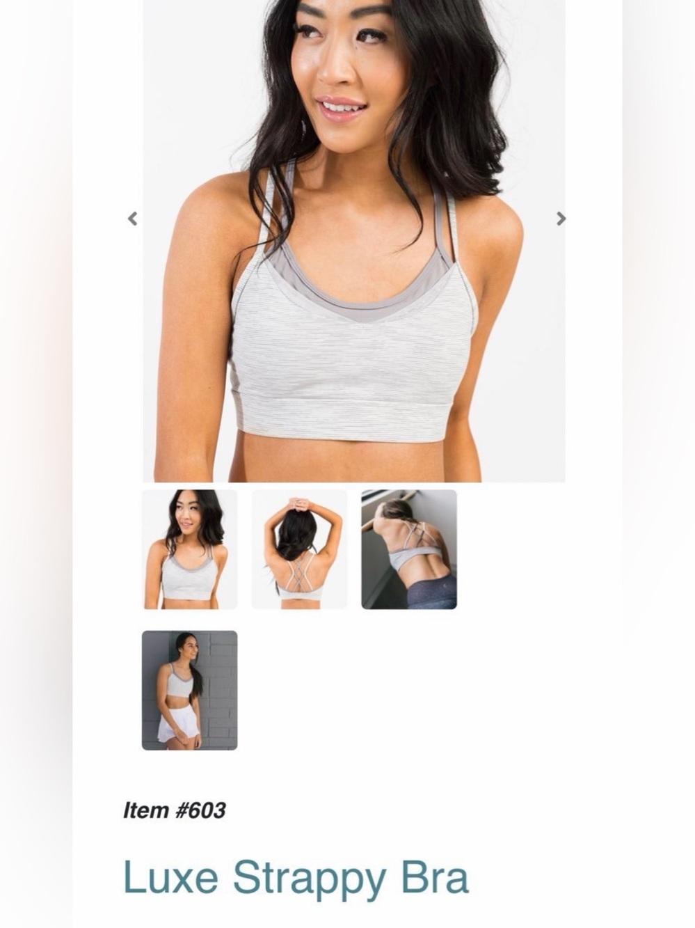ZYIA Light Gray Luxe Strappy Bra size Large